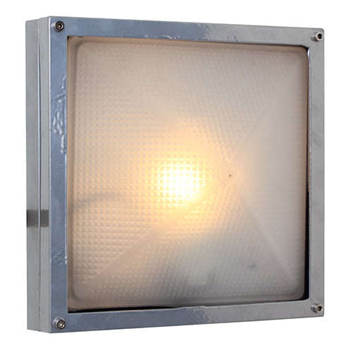 ***Square Small Bulkhead 210mm Silver 1x60w