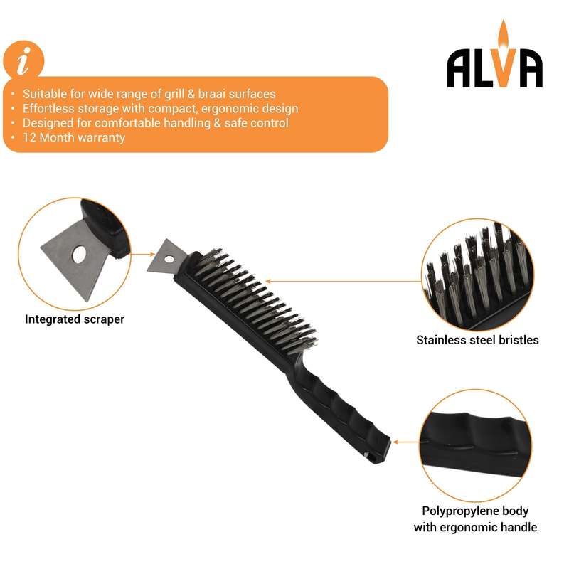 Grill Brush With Stainless Steel Bristle And Scraper