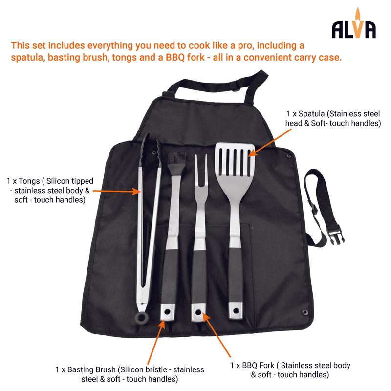 5 Pc Bbq / Braai Roll Up Tool Set