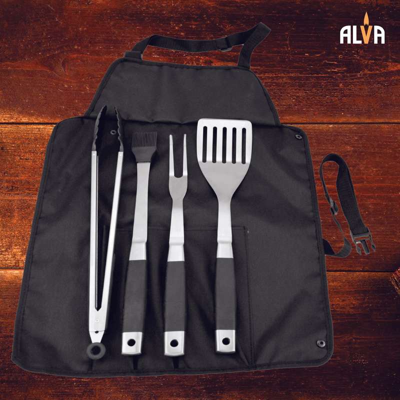 5 Pc Bbq / Braai Roll Up Tool Set