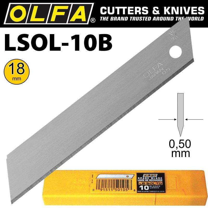 Olfa Blades 18 Mm Non Segmented Solid 10 Pk