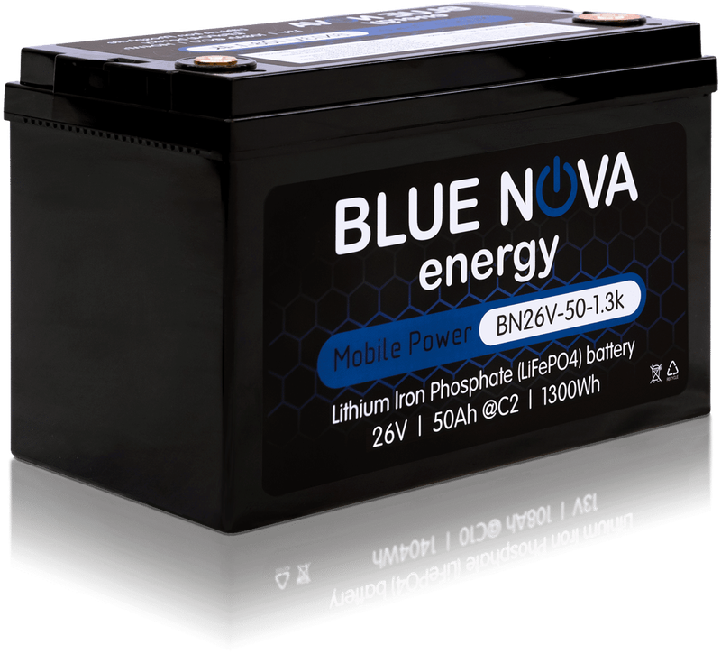 Bluenova 50Ah 26V LiFePO4 Mobile Power Series 1.3KWh Lithium Iron Phosphate Battery