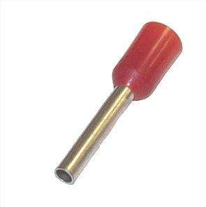 Boot Lace Terminal Red 1mm Wire L=10mm 100 P/Bag E1010 Rd *A*
