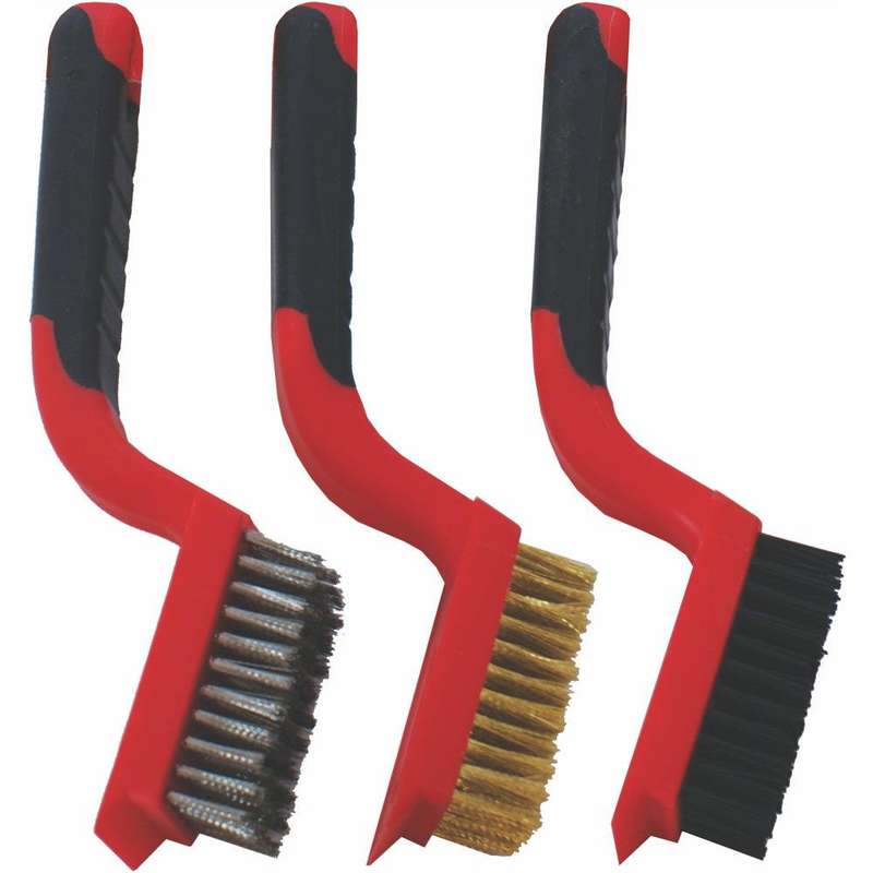 Soft Grip Wide Brush Set Brass Stainless Nylon In Blister Tcw