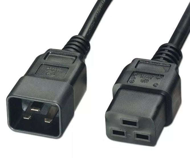 C19 Iec Socket C20 Iec Plug Moulded Lead Black 1.2m Pc Maec19 C20153 Bk2