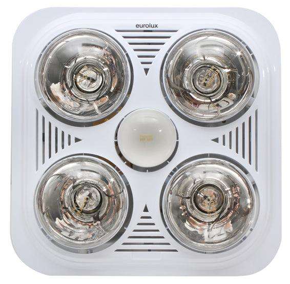 Bathroom Square 3 In 1 White Heater, Light & Extractor
