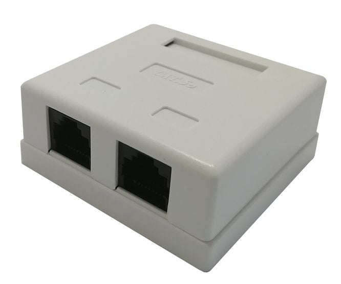 Wall Mount 2x Rj45 Cat5 E Socket 60 X 58 X 27mm Cat.5e