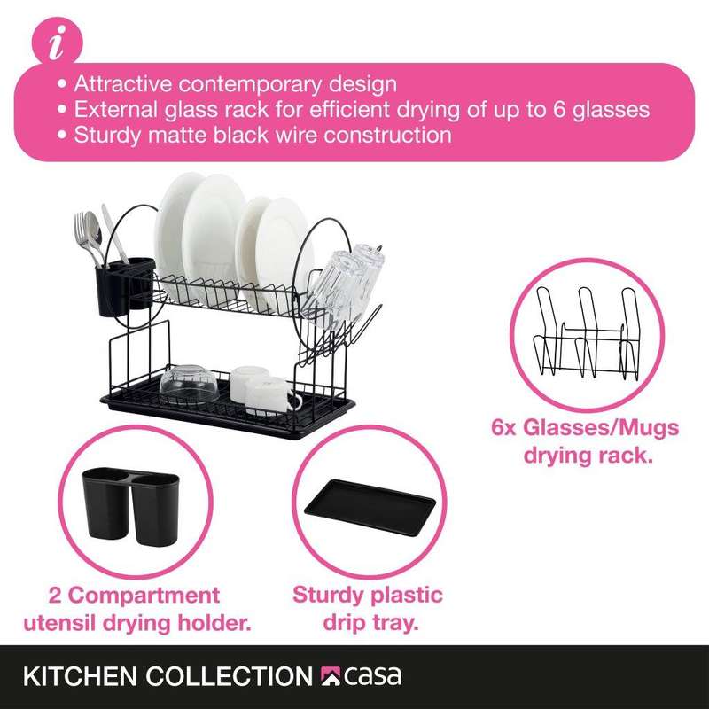Dish Drainer 2 Tier Catania 203 Matt Black