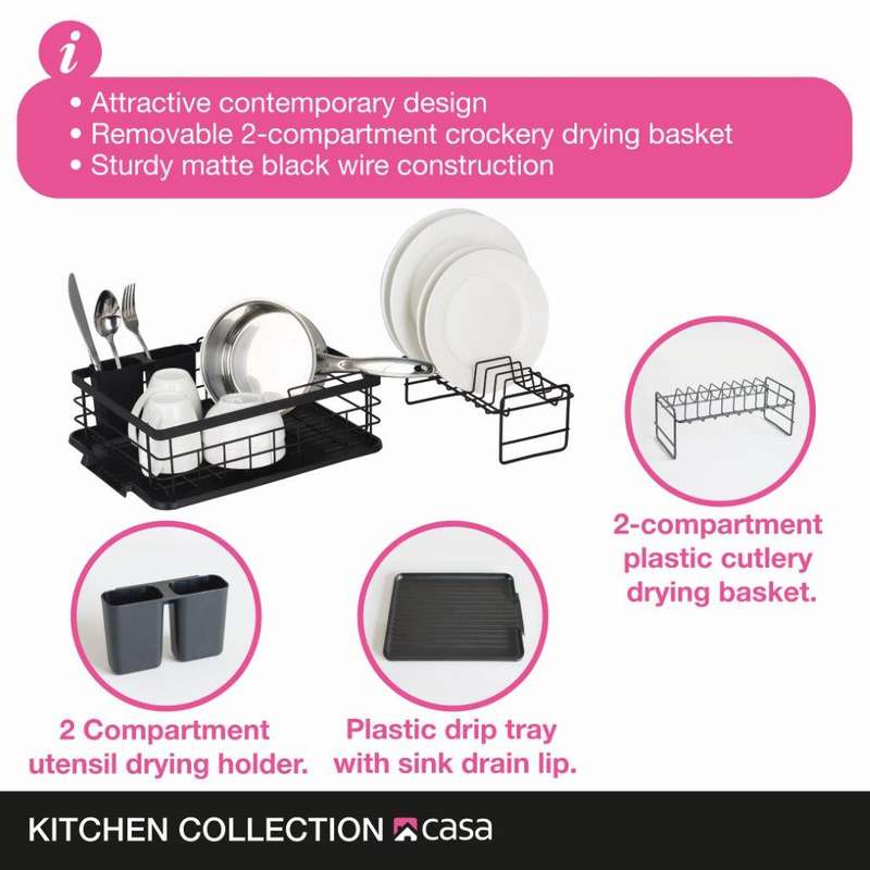 Dish Drainer 2 Tier Catania 401 Matt Black