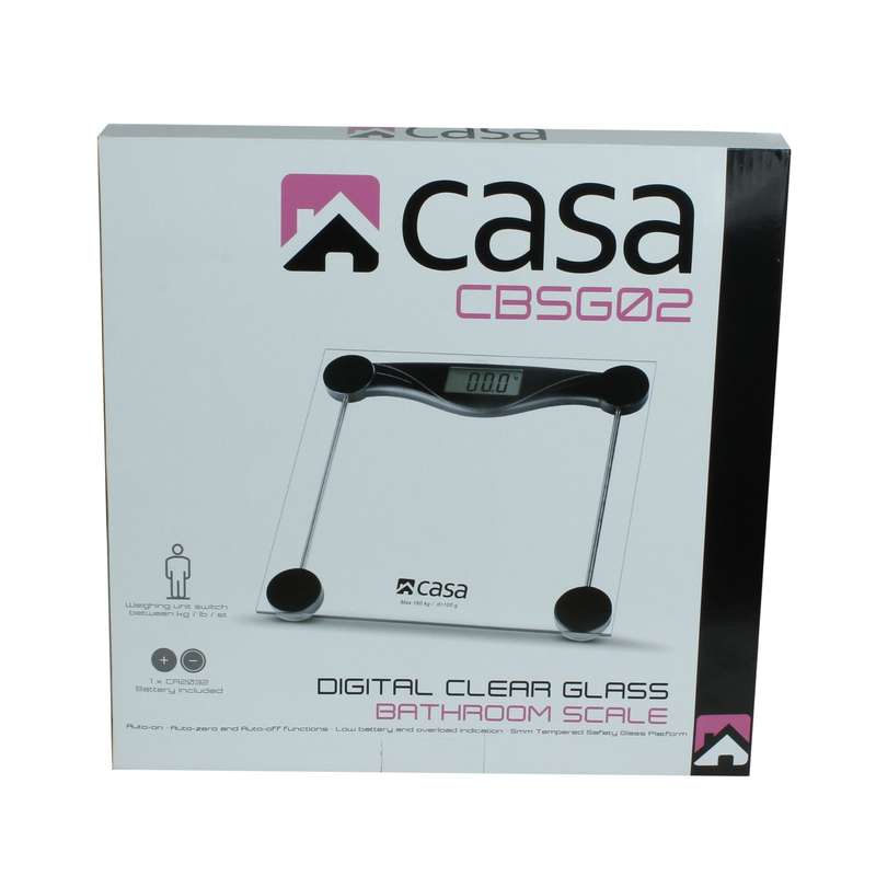 Electronic Bathroom Glass Scale Black/Clear