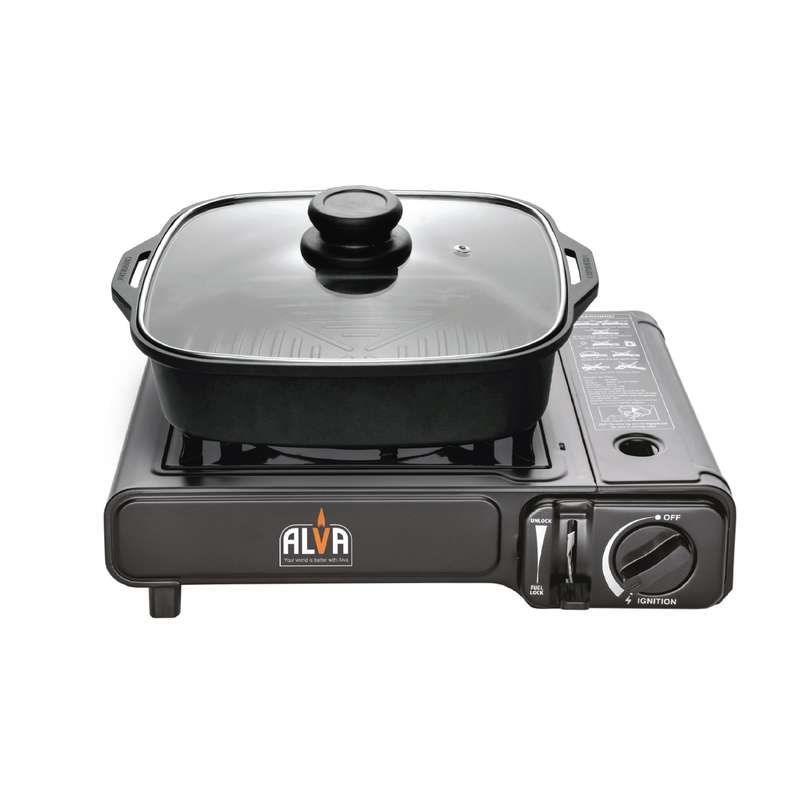 Alva Single Burner Butane Canister Stove + Cooking Pot & Lid