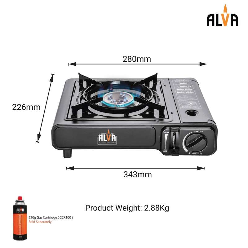 Alva Single Burner Butane Canister Stove + Cooking Pot & Lid