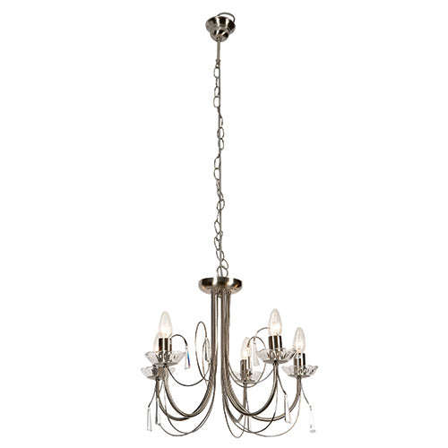 ***5 Lt Chandelier 530mm Satin Chrome