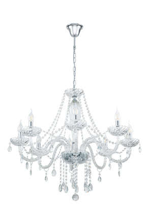 ***Basilano1 Chandelier 12 Lt Chrome & Clear