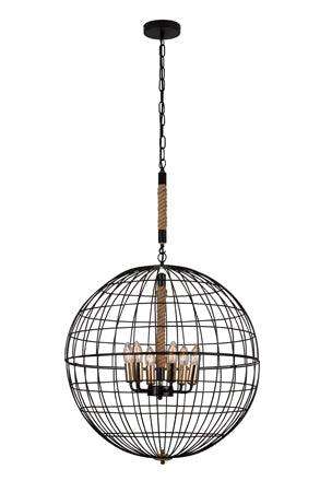 Sparta 6 Lt Chandelier Black