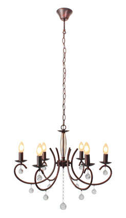 ***6 Lt Chandelier 620mm Country Brown