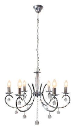 ***6 Lt Chandelier 620mm Chrome