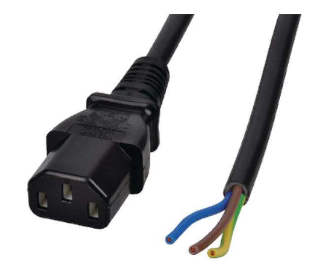 C13 Iec Socket Lead Open End Black 1.7 M Tn28 1.7 Bk See Memo
