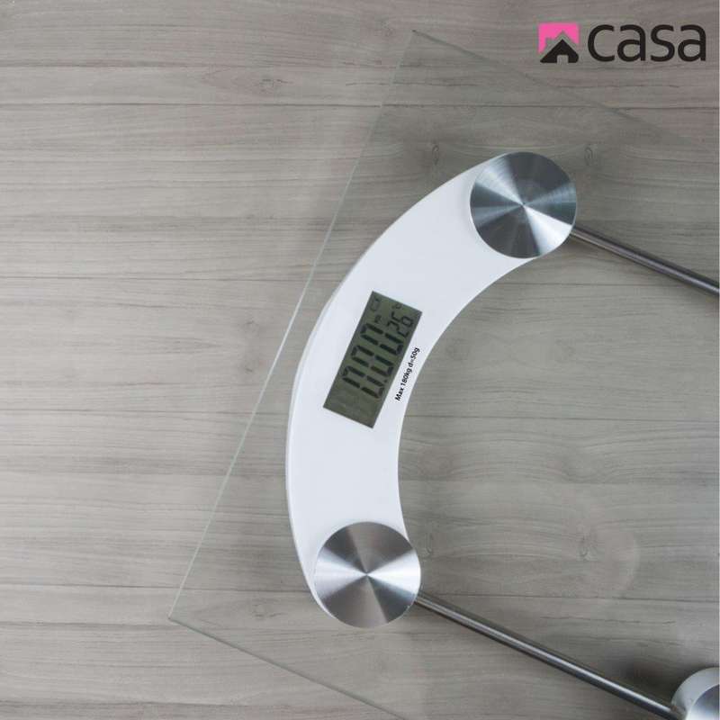 Electronic Bathroom Glass Scale Clear Square Rounded Corners