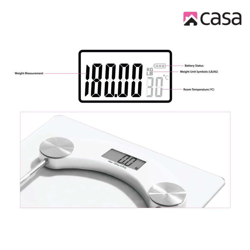 Electronic Bathroom Glass Scale Clear Square Rounded Corners