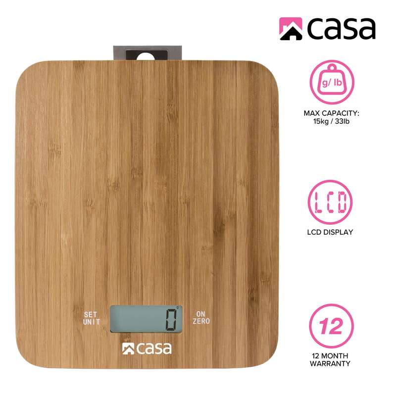 Kitchen Scale Bamboo Clock & Timer
