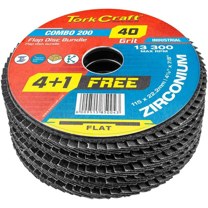 Flap Disc Zirconium 115 Mm 40 Grit Flat 4+1 Free