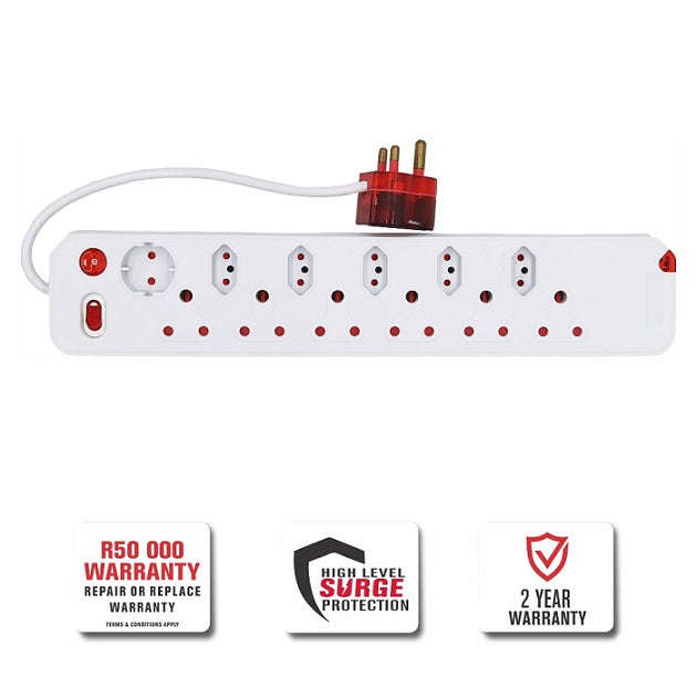 Multiplug 12 Way S/Switch Surge White