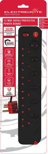 Multiplug 12 Way S/Switch Surge Black