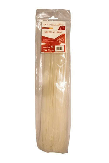Cable Ties E/Mate White 385 X4.7 Mm P/100