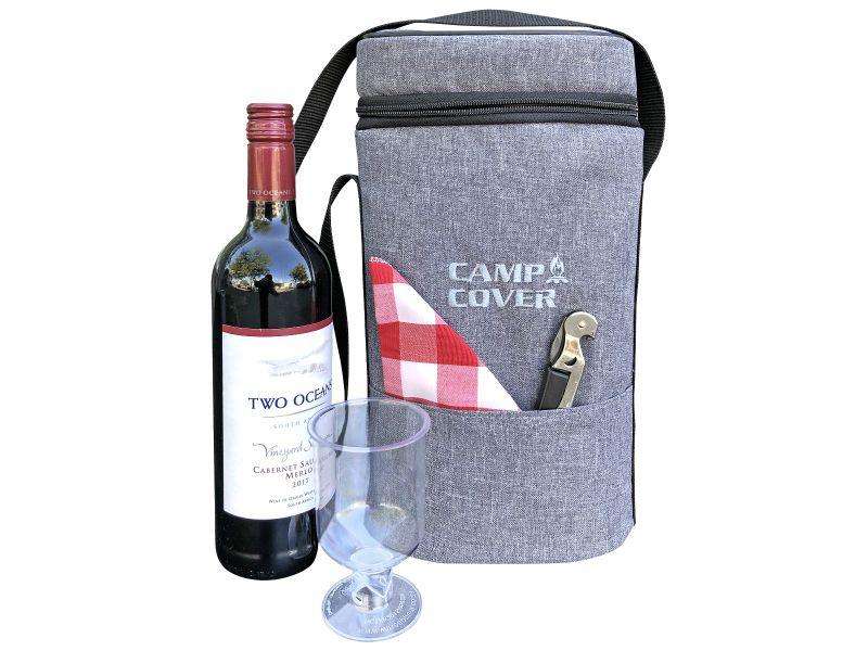 Camp Cover Cooler Two Bottle Wine Cotton Light Grey