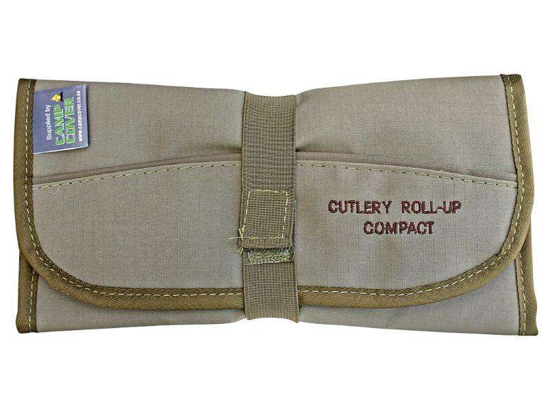 Camp Cover Cutlery Roll-Up Compact 4-Set Ripstop Kitted Khaki