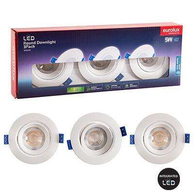 D/Light Round Led 5w 4000 K Non Dimmable 3 Pack