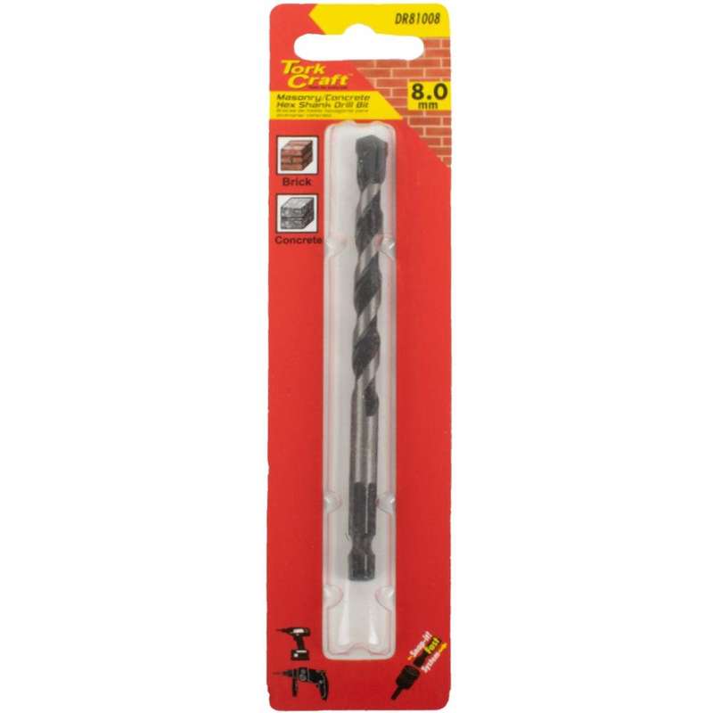 Drill Bit Masonry/Concrete 8.0 Mm Hex Shank 1/Card