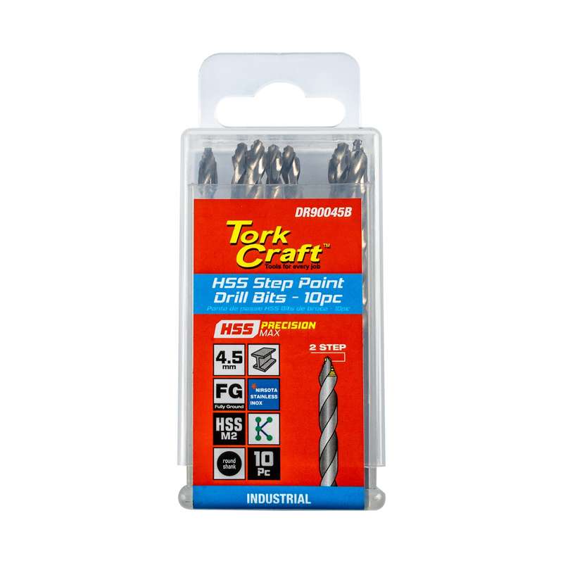 Precision Max Step Point 4.5 Mm Hss Drill 10 Pack