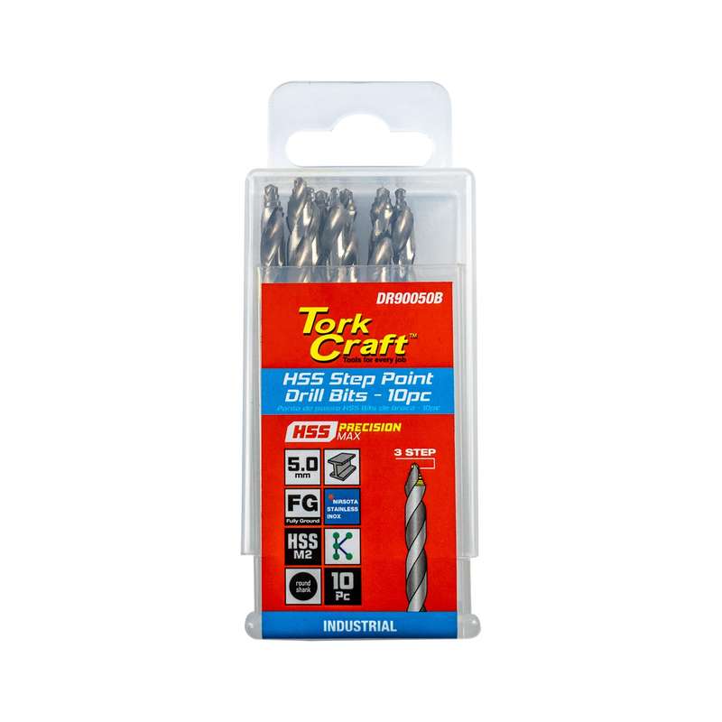 Precision Max Step Point 5.0 Mm Hss Drill 10 Pack