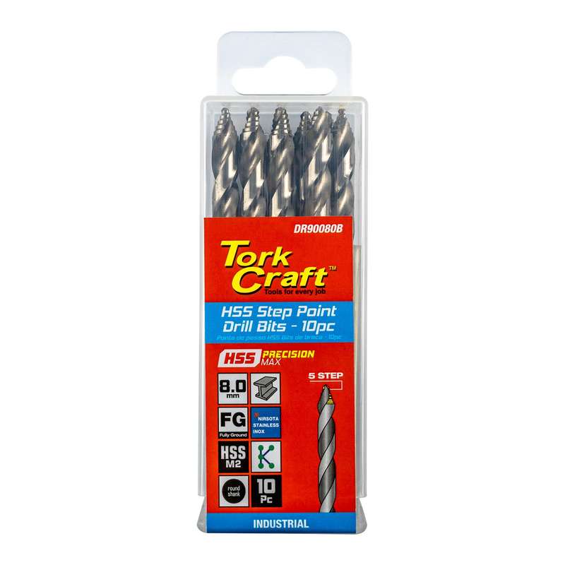 Precision Max Step Point 8.0 Mm Hss Drill 10 Pack