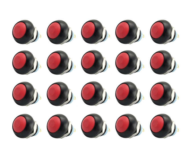 M12 P/Button Switch N.O. Spst Red Ip67 50 P/Box Ds 12 B Red