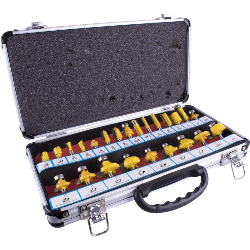 Router Bit Set 24 Pc Aluminium Case 1/4 Shank