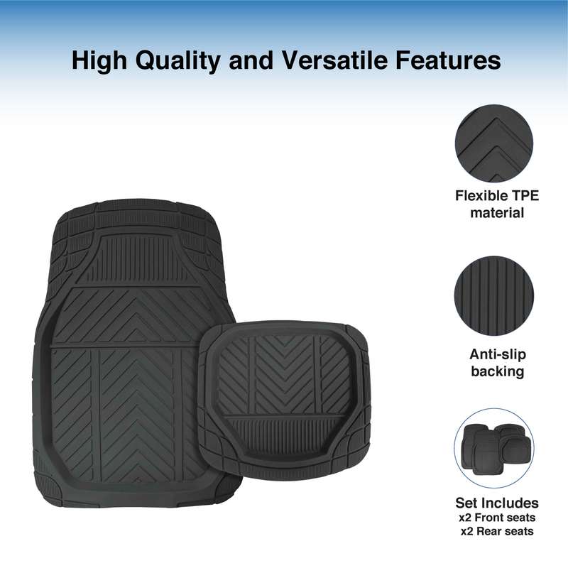 Car Mat 4 Pc Set Deep Trough