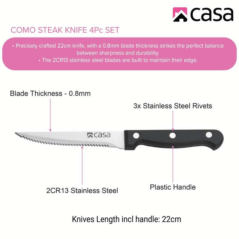 4 Pc Steak Knife Set Como