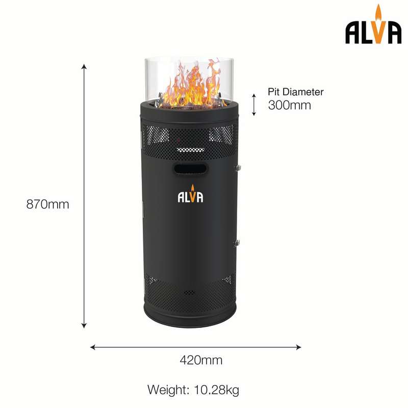 Short Stand Firepit Gas Patio Heater (With Lava Stones)