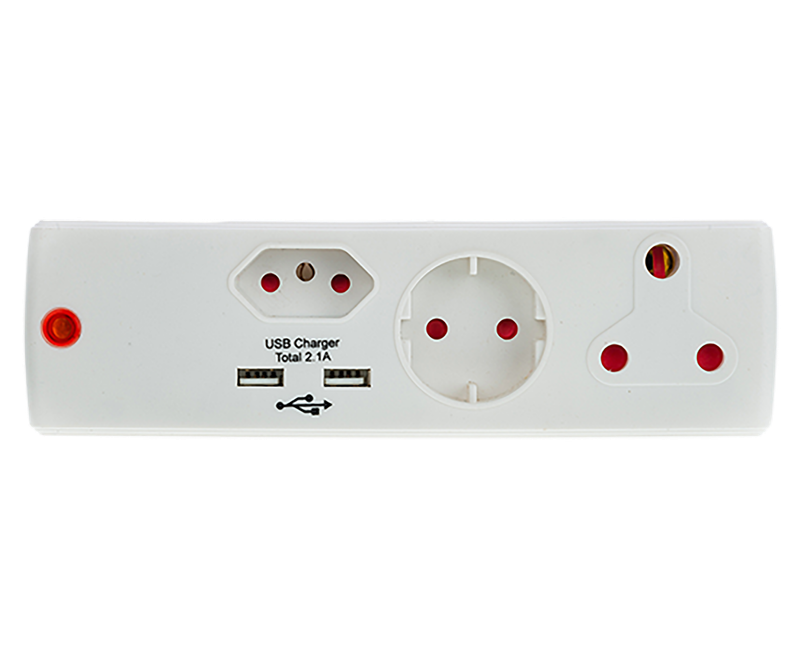 Adaptor 1 X16 A+1 X5 A+1 Sk+2 Usb White E/Mate