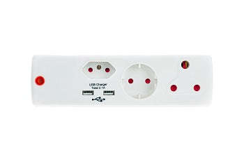 Adaptor 1 X16 A+1 X5 A+1 Sk+2 Usb White E/Mate