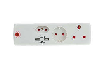 Adaptor 1 X16 A+1 X5 A+1 Sk+2 Usb White+Surge