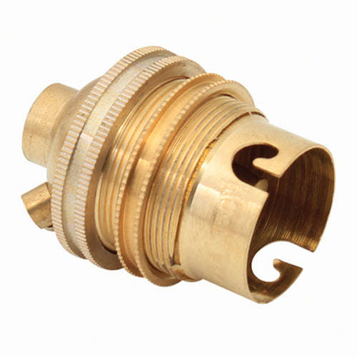 Lampholder B22 Brass 10mm Back Entry Earth Screw