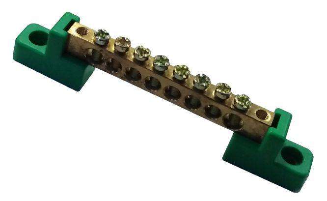 Earth Brass Bus Bar 8 Way 6x9 Mm Green Extended Earth Eb Bc 2 6 X9 8 W Gr Ext