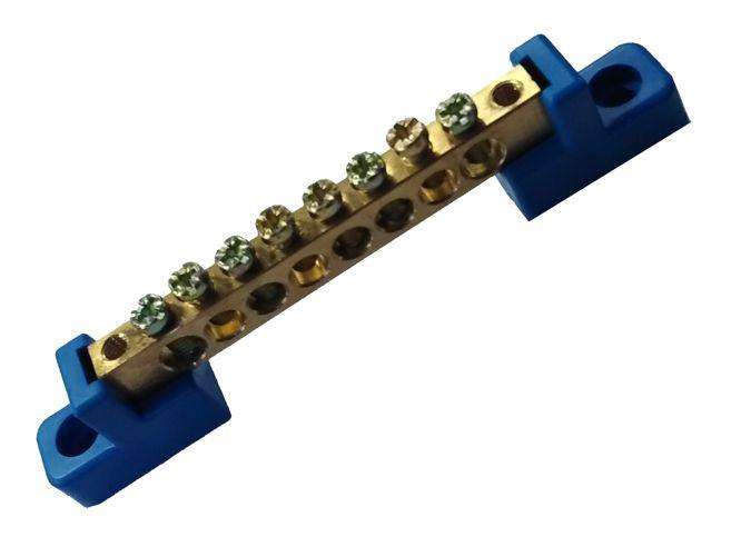 Neutral Brass Busbar Terminal 8 Pole Blue Eb Bc 2 8 X12 8+2 B