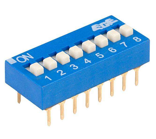 Dip Switch Std 8 Pole 100m A 7.62mm Edg108 S