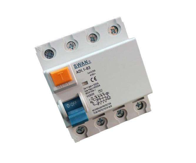 Earth Leakage Rccd Din 100 A 4 P 30m A El Adl1 63 64100