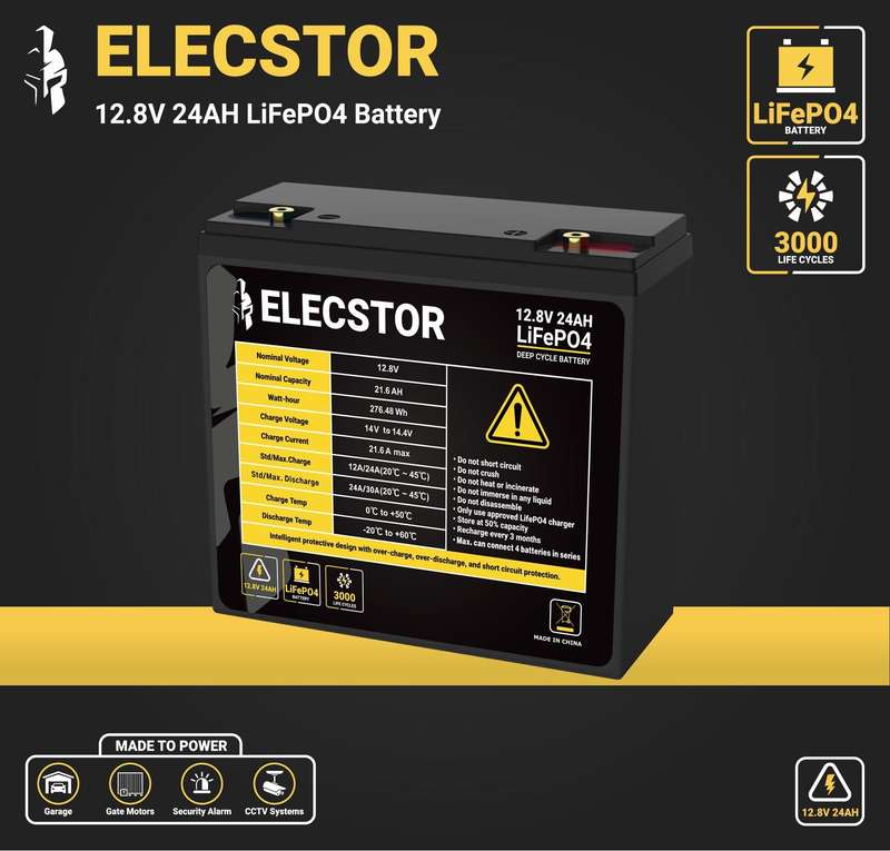 Elecstor 12 V 24 A Lifepo4 Battery 3000 Cycles